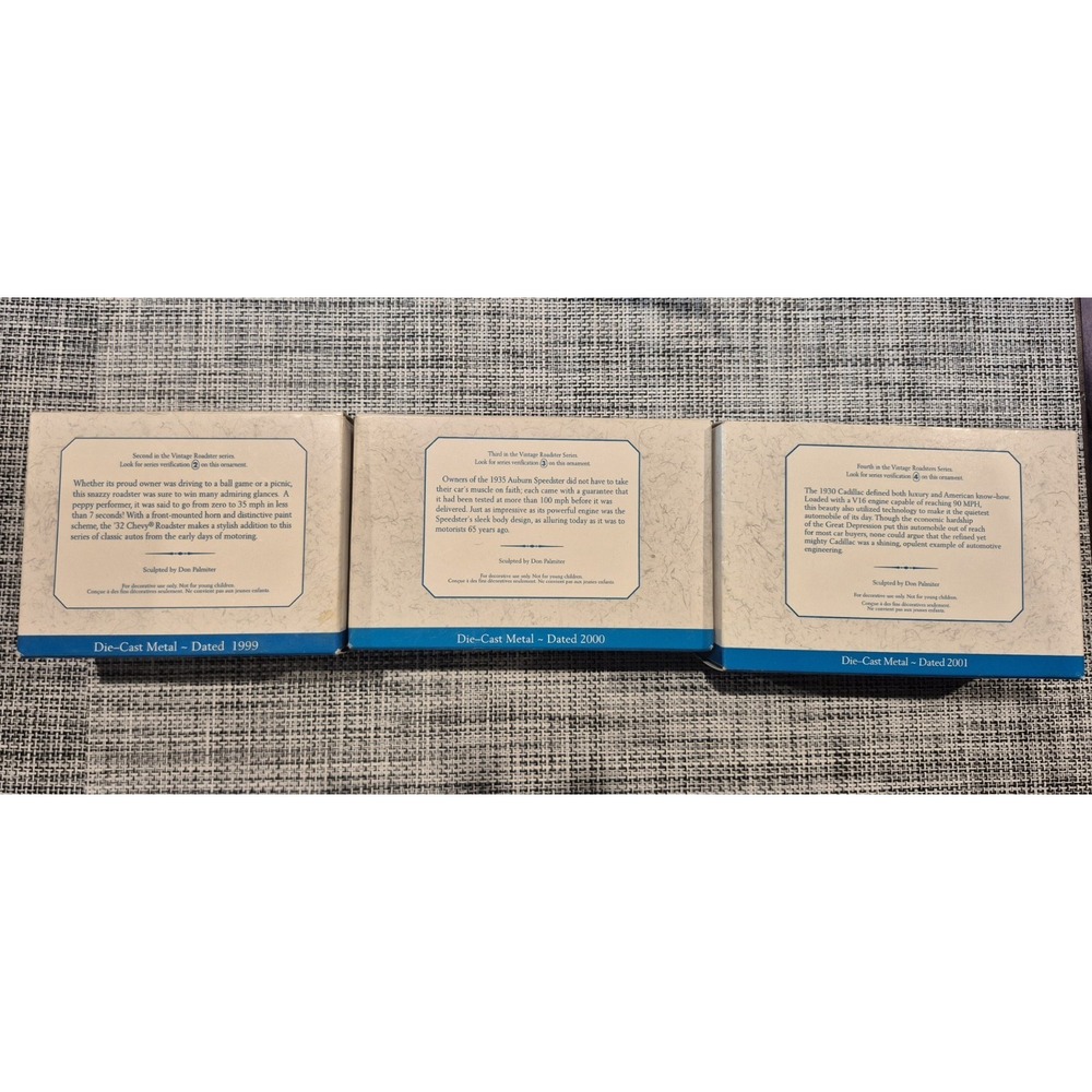Hallmark Keepsake‎ Ornaments  Vintage Roadsters Series Lot Of 3 1999, 2000, 2001 - Picture 2 of 5